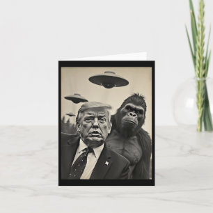 Carte Funny Trump Bigfoot Selfie Avec Ufos Alien Étrange