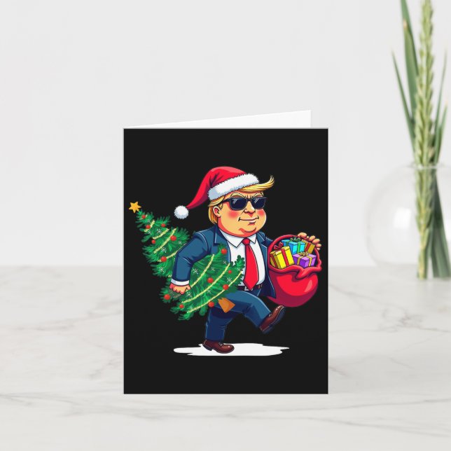 Carte Funny Trump Noël Arbre Lumière Noël Unique (Devant)