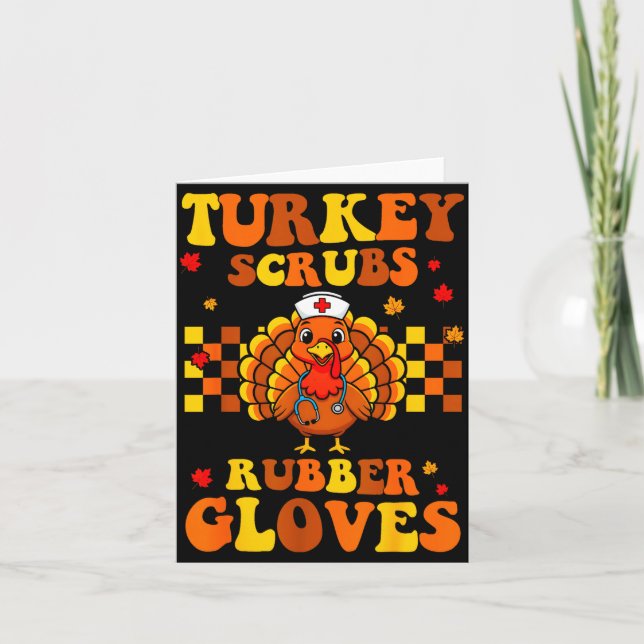Carte Funny Turkey Scrubs Rubber Gloves Thanksgiving Nur (Devant)