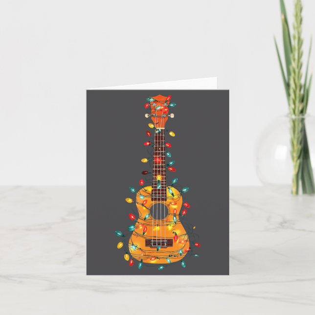 Carte Funny Ukulele Christmas Graphics Lights Lover Play (Devant)