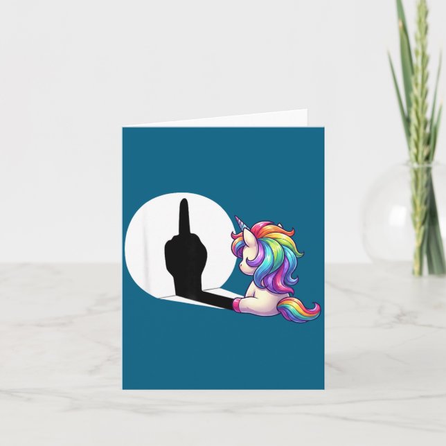 Carte Funny Unicorn With Middle Finger Morning Grouch  (Devant)