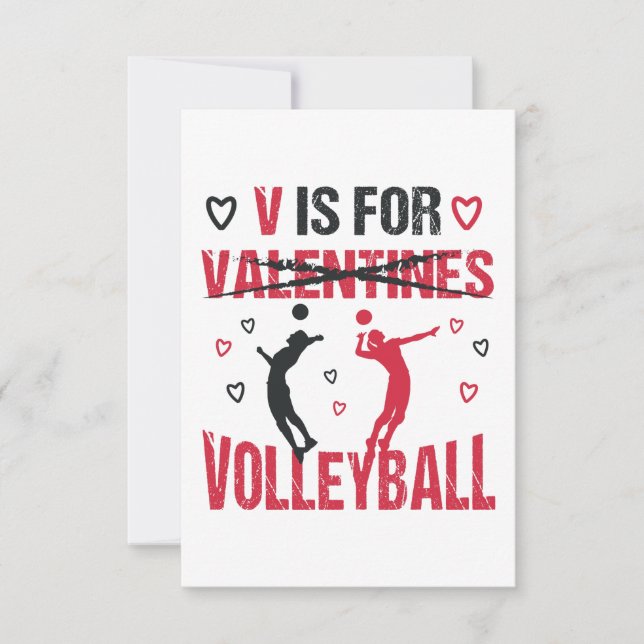 Carte Funny V est pour Volleyball Valentine's Day Cadeau (Devant)