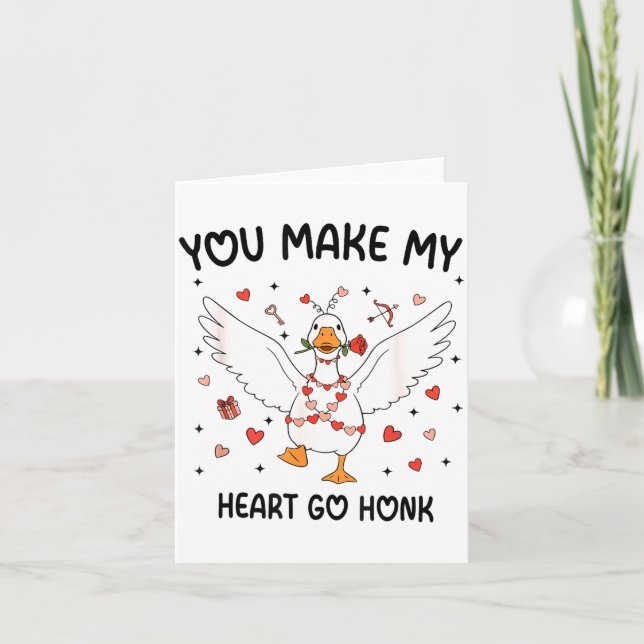 Carte Funny Valentine Goose Coquette You Make My Heart G (Devant)