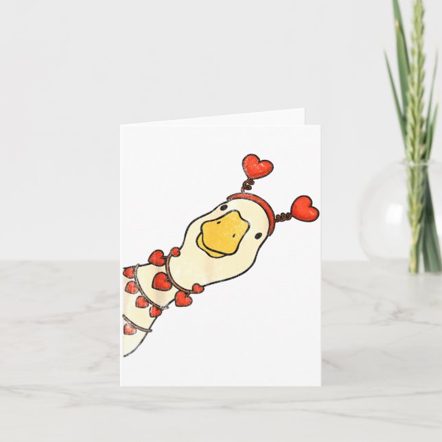 Carte Funny Valentine Silly Gooses Duck Heart Love Match (Devant)