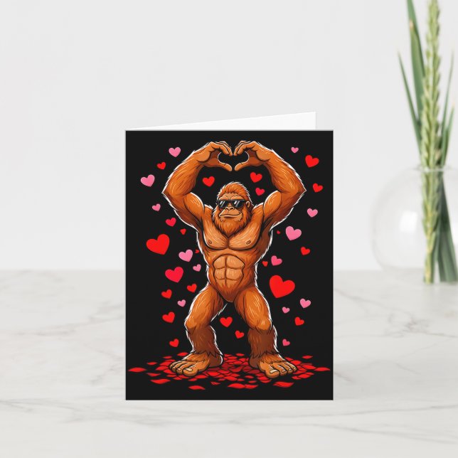 Carte Funny Valentines Day Bigfoot Heart Sungles Sasquat (Devant)
