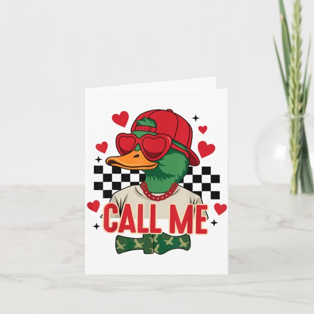 Carte Funny Valentine's Day Boy Duck Hunting Call Me Tod (Devant)