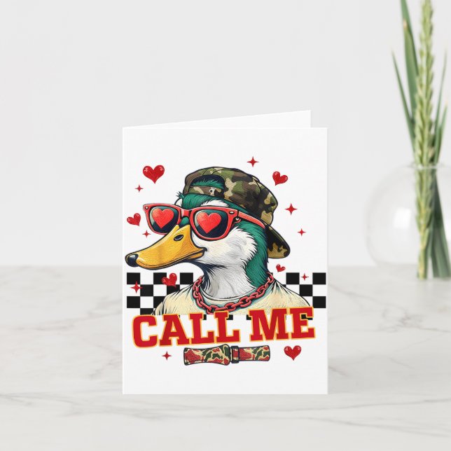 Carte Funny Valentine's Day Boy Duck Hunting Call Me Tod (Devant)