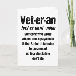 Carte FUNNY VETERAN American Veterans Gift Veterans Day