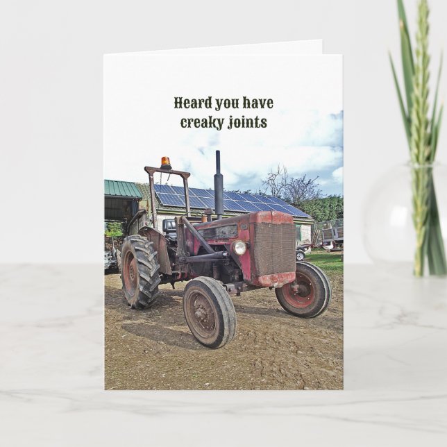 Carte Funny Vieux Tracteur fermier obtenir bien Hip Knee (Devant)