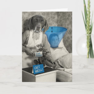 Carte Funny Vintage Chien Nurse Get Well Card