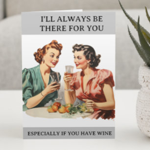 Carte Funny Wine Friends Humour Retro