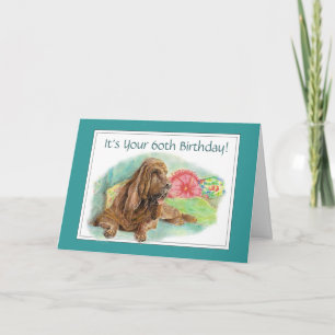 Carte Funny Wrinkled Hound Dog Vieux âge 60e anniversair