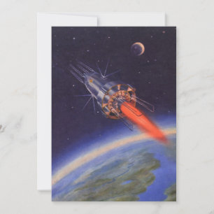 Carte Fusée de science-fiction vintage dans l'espace au-
