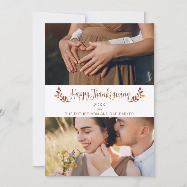 Carte Future Mom Dad 2 custom Photos Happy Thanksgiving (Devant)
