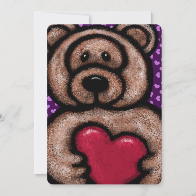 Carte Fuzzy Teddy Bear Valentine (Devant)