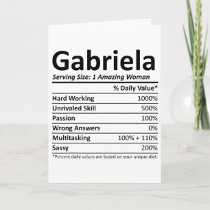 Carte Gabriela Nutrition Nom personnalisé Drôle Noël