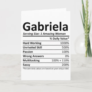 Carte Gabriela Nutrition Nom Personnalisé Drôle Noël