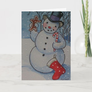 Carte gaie de bonhomme de neige