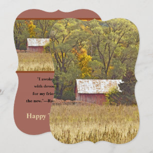 CARTE GAIN ROUGE DANS LE CHAMP/ BON THANKSGIVING