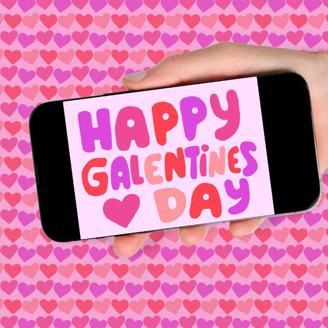 Carte Galentines Jour Bulles Lettres Super Retro Digital (Happy Galentines Day Bubble Letters Groovy Retro Digital Card Online Email eCard)