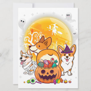 Carte Gallois Corgi Cardigan Chien maman sorcière Moon G