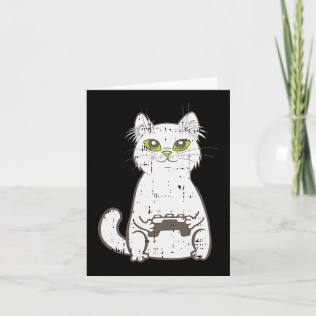 Carte Gamer Cat Video Game Controller Cute Gaming Geek G (Devant)
