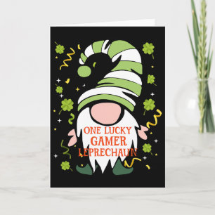 Carte Gamer Drôle St Patrick's Day Chanceux Gnome Famill