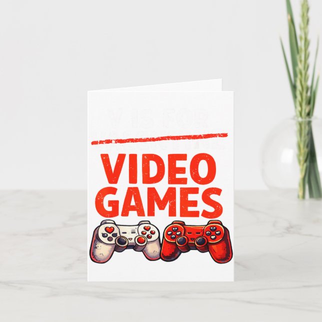 Carte Gamer Valentine V Is For Video Games Valentines Da (Devant)