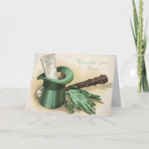 Carte Gants de chapeau vert Shillelagh Shamrock de tuyau