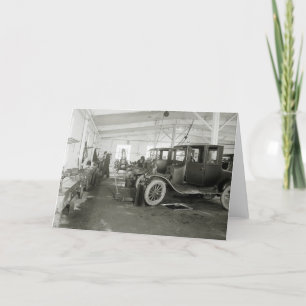 Carte Garage de réparation de voitures anciennes, début 