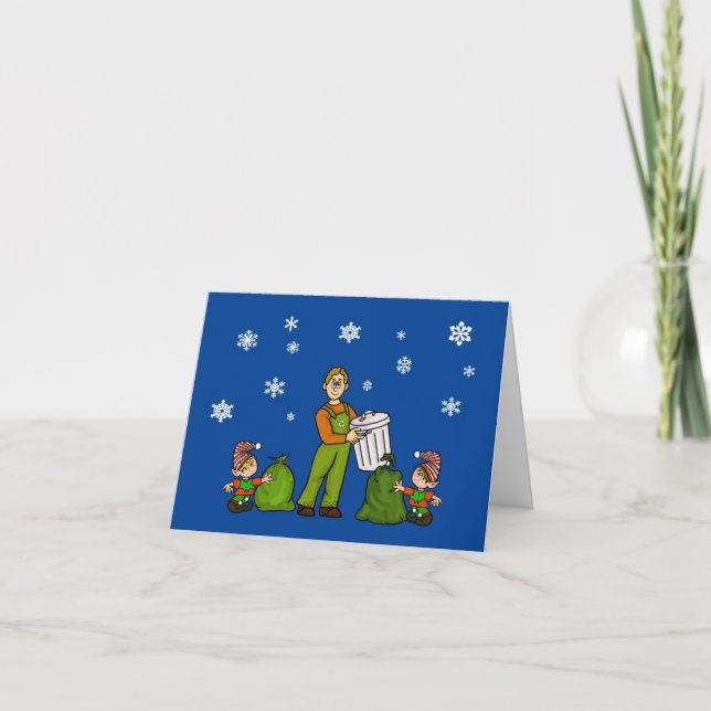 Carte Garbage Man and Elves Christmas Card (Devant)