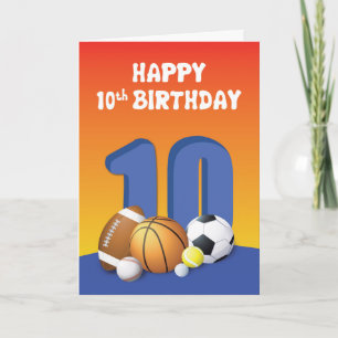 Carte Garçon 10e anniversaire des balles de sport