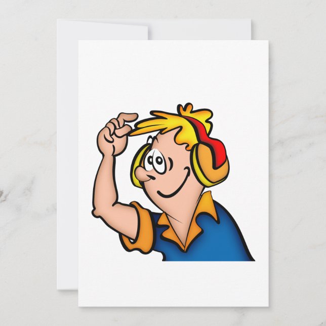 Carte Garçon avec casque (Devant)