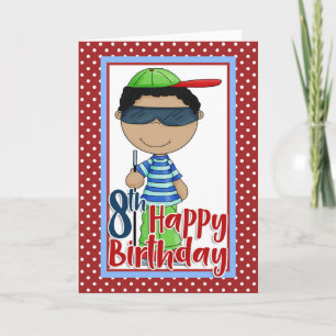 Carte Garçon aveugle - Joyeux 8e anniversaire