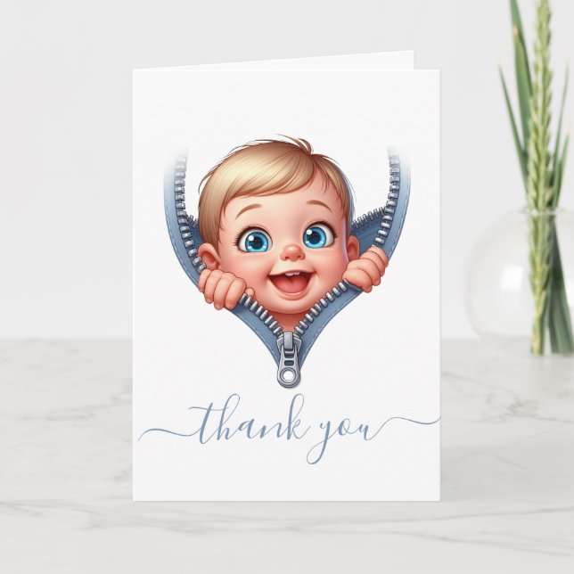Carte Garçon bébé jeter un oeil sur le Merci de Baby sho (Devant)