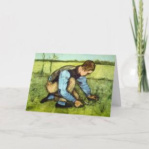 Carte Garçon coupant l'herbe avec la faucille par Vincen