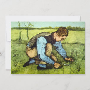Carte Garçon coupant l'herbe avec la faucille par Vincen