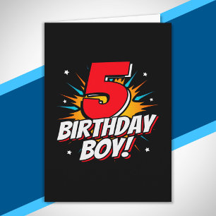 Carte Garçon d'anniversaire Super-héros - 5 ans - 5ème a