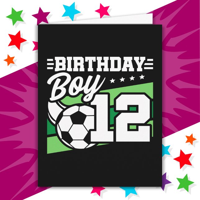 Carte Garçon de 12 ans Football Enfants Anniversaire 12  (Créateur téléchargé)