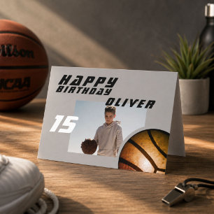 Carte Garçon de basketball Photo Joyeux Anniversaire