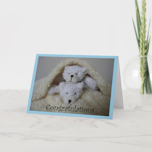 Carte garçon empilé jumeaux félicitations (Devant)