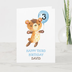 Carte Garçon Joyeux Anniversaire Mignonne Ours Boloon En