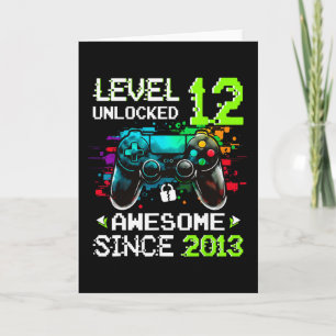 Carte Garçon Niveau 12 Débloqué Jeu Vidéo 12ème Annivers