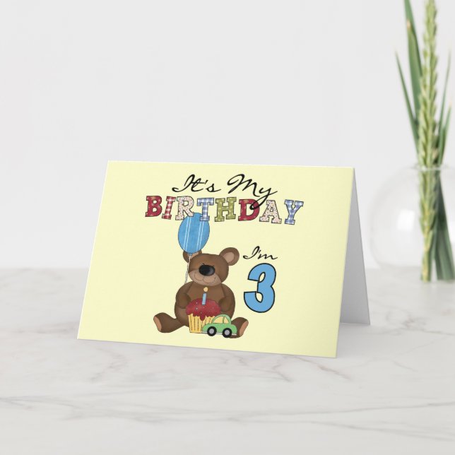 Carte Garçon ours 3e anniversaire Tshirts et cadeaux (Devant)