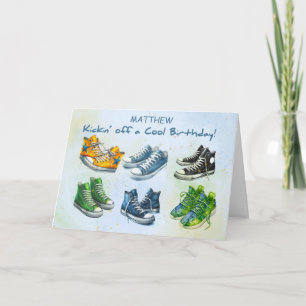 Carte Garçon Personnaliser Tween ou Ado Baskets d'annive