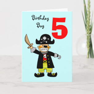 Carte garçon pirate de 5 ans