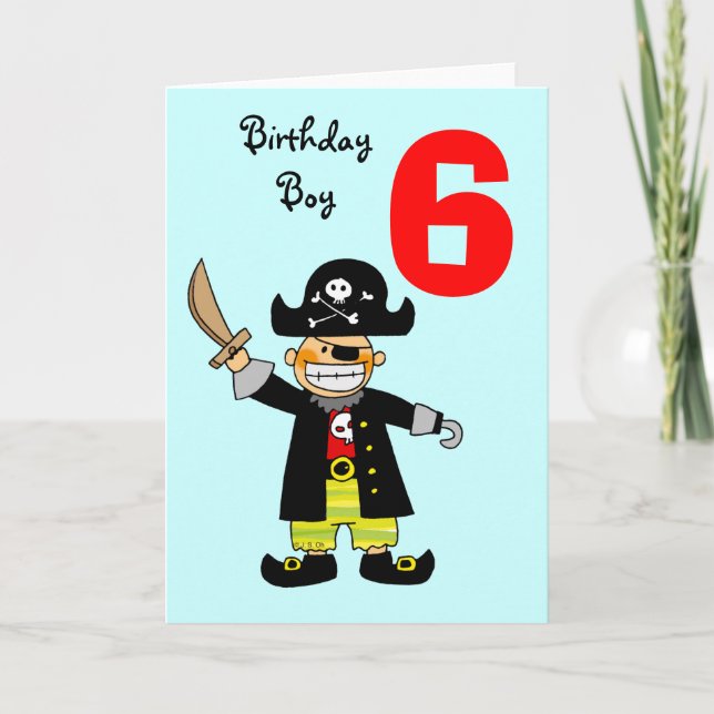 Carte garçon pirate de 6 ans (Devant)