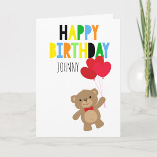 Carte Garçon Teddy Ours Personnalisé Joyeux Anniversaire