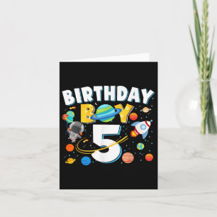 Carte Garçons 5e anniversaire Astronaut planètes spatial