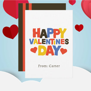 Carte Garçons Enfants Cute Simple School Valentine Card